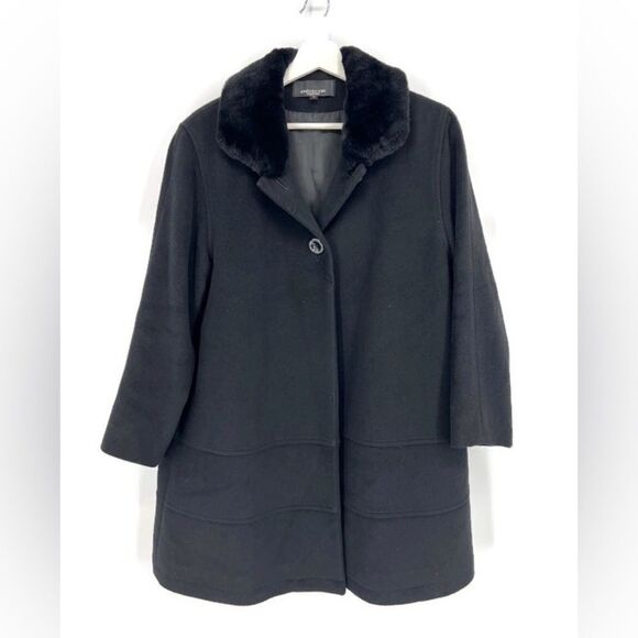 Jones New York Collection Angora Wool Fur Collar‎ Coat Black 10 - Picture 12 of 12